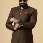 Classic Cocoa Brown Achkan for Men | Elegant Ethnic Wear | Jaipurio